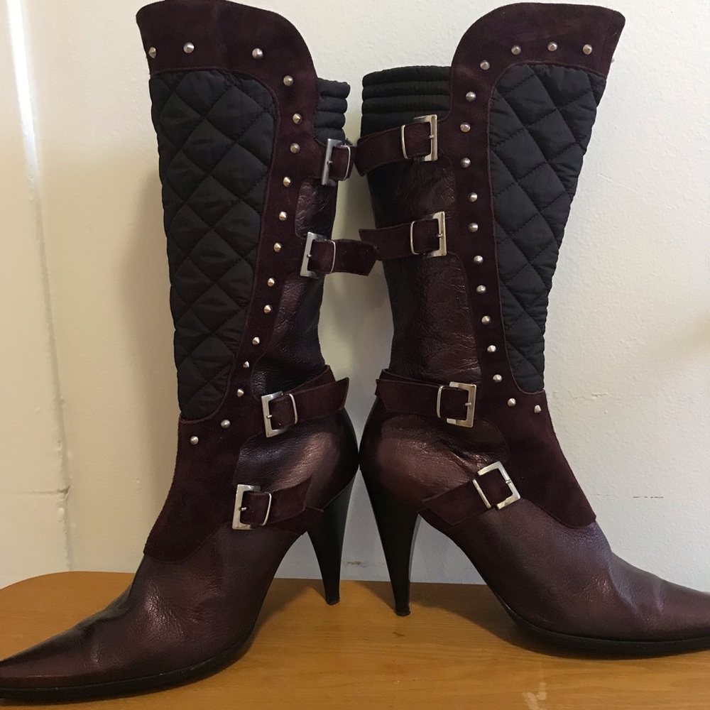 Vero Cuoio Italian Studded Maroon heeled Boots